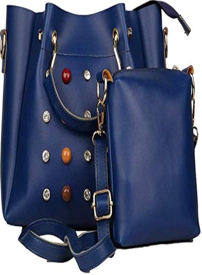 TYPIFY Women's Handbag with Sling Bag (Set of 2) (Tbag341-Blue_Blue) - Image 1